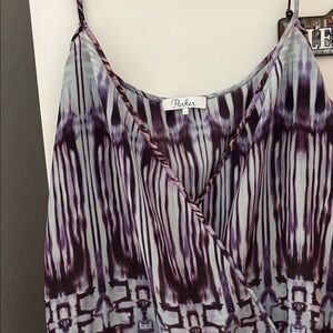 Parker lavender and light blue spaghetti strap adjustable V neck romper